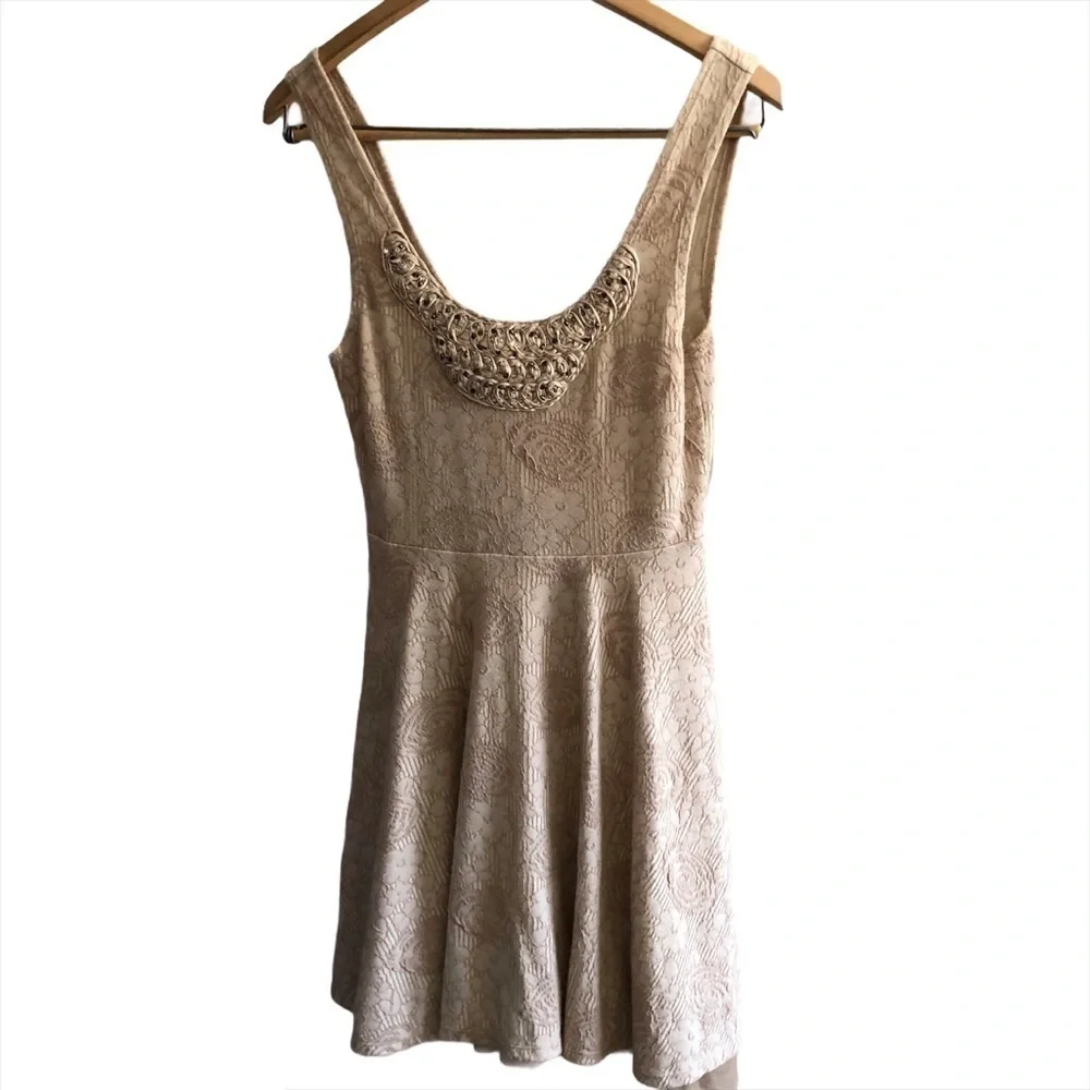 Free People beaded tulle rose floral print dress